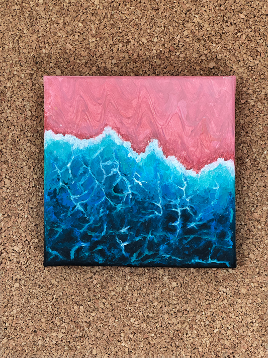 Original "Blaues Meer - Rosa Strand"