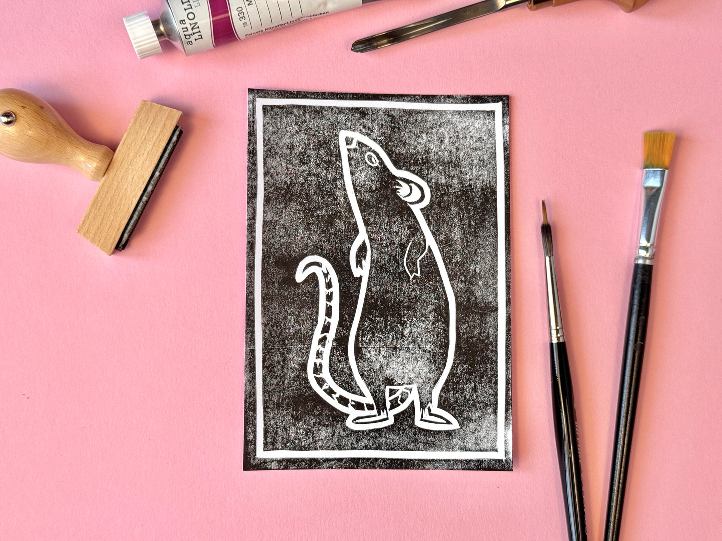 Linoldruck „Rat“