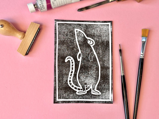 Linoldruck „Rat“