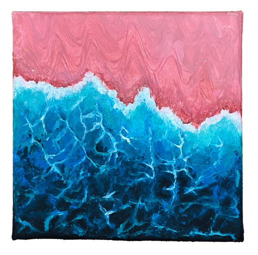 Original "Blaues Meer - Rosa Strand"